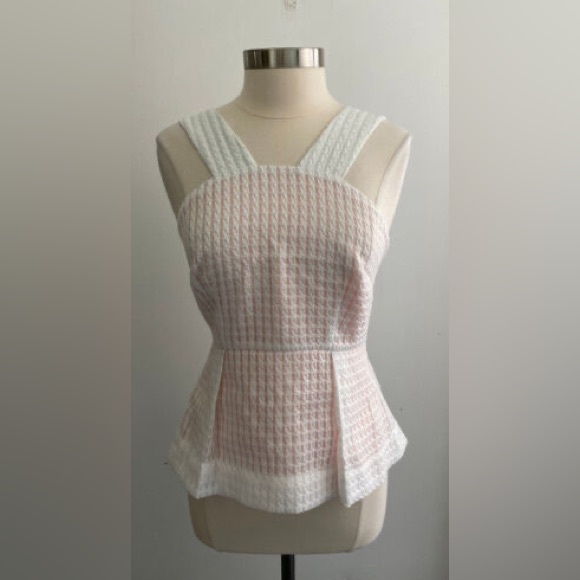 Anthropologie Maeve white and peach gingham basket tank top blouse size 4 - Picture 3 of 4